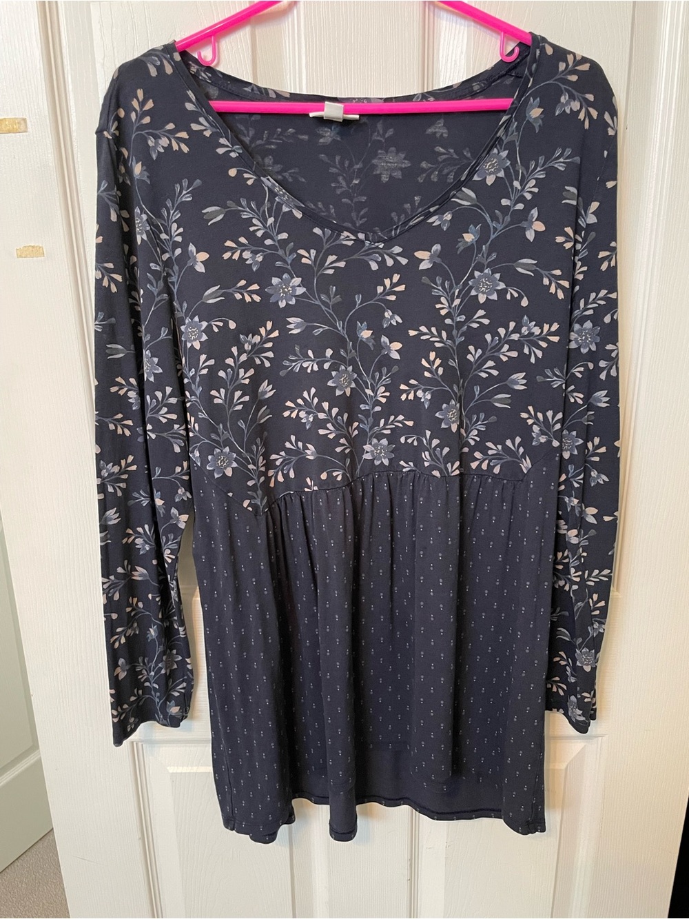 I Jill Women’s Navy Floral Long-Sleeve tunic top large